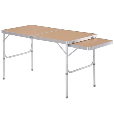 Outsunny Masa Pliabilă de Camping 5Kg, Ușor de Transportat, cu Panou Retractabil 120cm x 60cm x 40/70cm | Aosom Romania