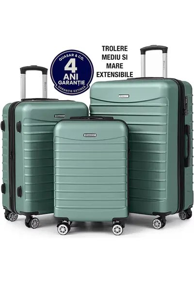 Set 3 trolere cabina - S+M+L - ABS - LINE - Turcoaz deschis