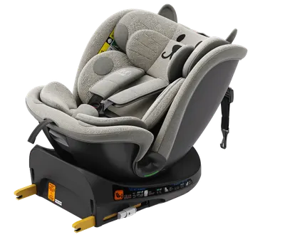 Scaun auto Buf Boof B-Joy Deluxe LightGreyCat iSize cu isofix, pozitie somn 155 grade, rotativ 360 grade, 40-150 cm