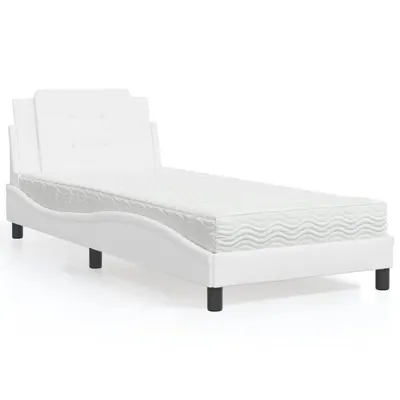 vidaXL Cadru de pat fără saltea, Zadar, alb, 90x190 cm, piele ecologică