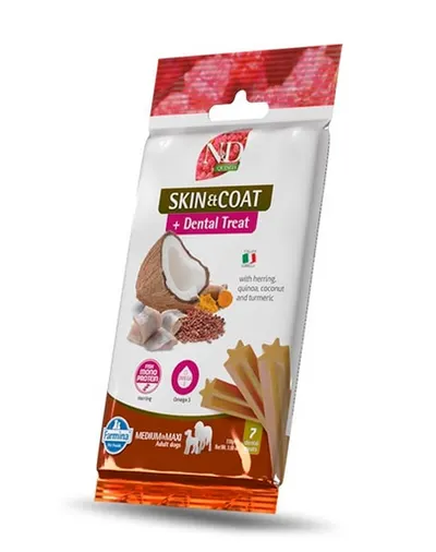 FARMINA N&D Quinoa Dental Treat Skin Coat Herring Medium/Maxi 100 g Batoane dentare cu hering, pentru caine talie medie si mare