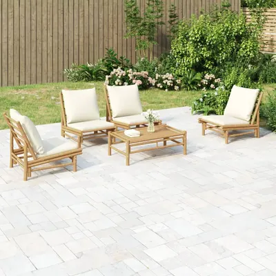 Gossi set mobilier de gradina cu perne alb crem, 2 piese, bambus