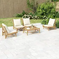 Gossi set mobilier de gradina cu perne alb crem, 2 piese, bambus