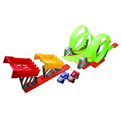 Pista cu 4 bucle, 2 masinute si 2 lansatoare Sprint Topspeed