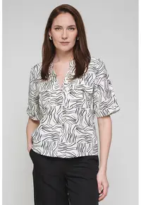 Bluza-tunica cu maneci medii - Negru/Alb murdar