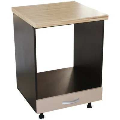Corp pentru cuptor incorporabil cu sertar Zebra, Wenge/Cappuccino , cu blat artar, 60 x 85 x 60 cm