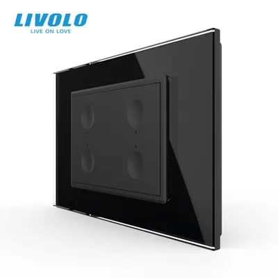 Intrerupator cvadruplu tactil, standard italian, cu rama sticla, 3M Negru