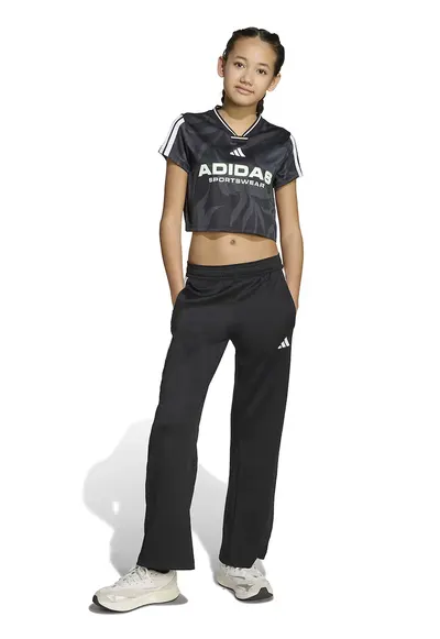 Pantaloni de trening cu croiala bootcut si buzunare laterale - Alb/Negru