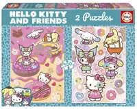 Puzzle Educa de 2 x 500 piese - Hello Kitty și prietenii: Dulciuri tentante