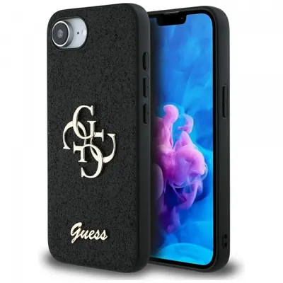 Husa pentru Apple iPhone 17e / 16e, Guess, Fixed Glitter Big 4G, Neagra