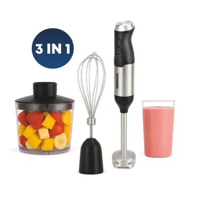 Mixer vertical Daewoo DHB60BX, 600 W, tija detasabila din inox, 2 trepte de viteza, lama din inox, Negru/inox