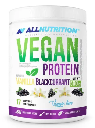 Vegan Protein, vanilie și coacăze negre, 500 g, AllNutrition