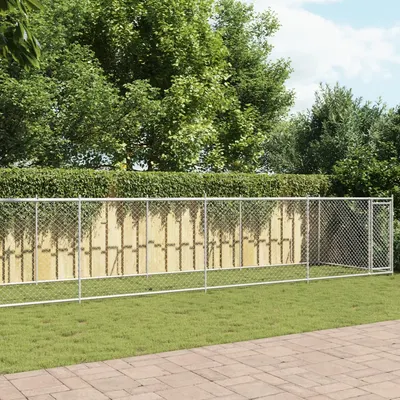 vidaXL Cușcă pentru câini cu ușă, gri, 10x2x1,5 m, oțel galvanizat