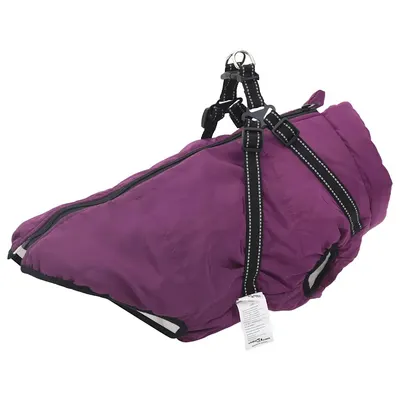vidaXL Haină câini cu ham impermeabilă reflectorizantă, violet, L44