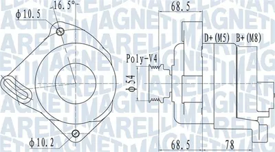 Alternator (14v, 105a) Potrivit Fiat 500, 500 C, Doblo Cargo, Grande Punto, Punto, Punto Evo, Punto Evo Hatchback; Lancia Ypsilon 1.2 1.2lpg 1.4 10.05
