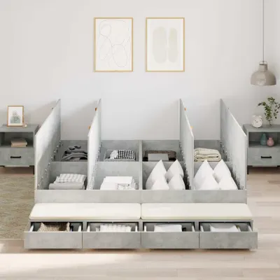 vidaXL Cadru de pat cu depozitare Gri din beton 180 cm Lemn prelucrat