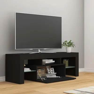 vidaXL Comodă TV cu lumini LED, negru, 120x35x40 cm