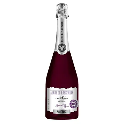 Vin spumant demisec rosu, fara alcool, Cabernet Sauvignon, 750ml, Casa Petru