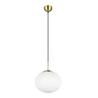 Lustră albă/aurie cu abajur din sticlă ø 30 cm Fomento – Trio