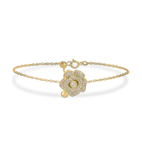 Bratara cu pandantiv floare din aur galben cu diamante de 0.43ct