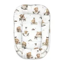 Cosulet bebelus, MimiNu, Pentru dormit, Baby Cocoon 75x55 cm, Husa 100% bumbac, Din bumbac certificat Oeko Tex Standard 100, Tedy bear dreams beige