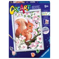 Pictura pe numere pentru copii Ravensburger CreArt Veverita cu sclipici