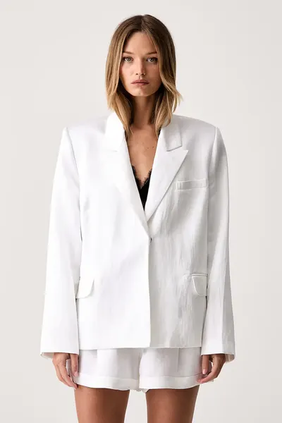 Le Privé sacou pentru femei cu vâscoză FRANCOISE BLAZER BLANC