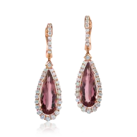 Cercei lacrima din aur roz cu turmaline de 4.51ct si diamante de 0.88ct