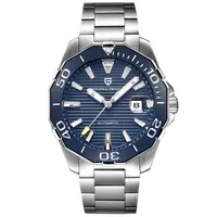 Ceas bărbătesc automat PAGANI DESIGN PD-1617 - cadran albastru, brățară argintie inox, stil sport-elegant, rezistent la apă