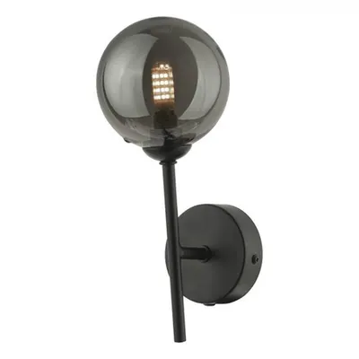 Aplica Cohen 1 Light Wall Light Matt Black With Smoked Glass