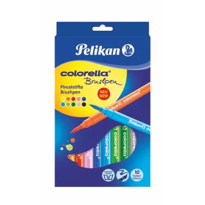 Carioci cu varf tip pensula, 10 culori/set, lavabile, Pelikan Colorella Super Brush