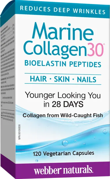 Marine Collagen30 Bioelastin Peptides, 120 capsule, Webber Naturals