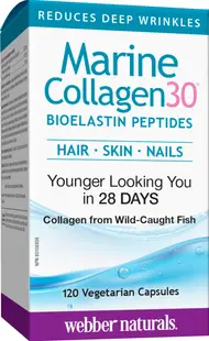 Marine Collagen30 Bioelastin Peptides, 120 capsule, Webber Naturals