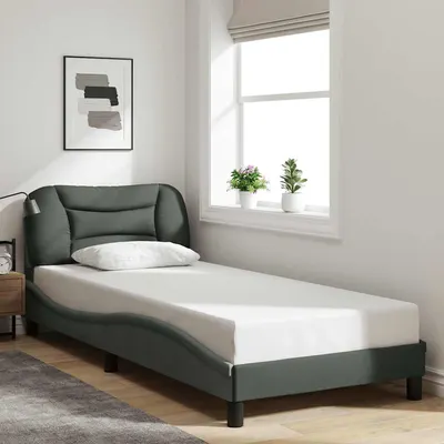 vidaXL Cadru de pat fără saltea, Hvar, gri închis, 80x200 cm, textil