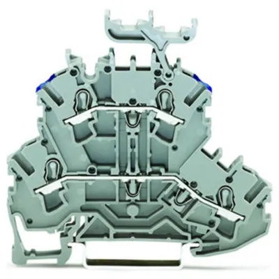 Double-deck terminal block; Through/through terminal block; L/N; with marker carrier; suitable for Ex e II applications; Blue conductor entry upper deck; for DIN-rail 35 x 15 and 35 x 7.5; 2.5 mm²; Push-in CAGE CLAMP®; 2,50 mm²; gray