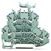 Double-deck terminal block; Through/through terminal block; L/N; with marker carrier; suitable for Ex e II applications; Blue conductor entry upper deck; for DIN-rail 35 x 15 and 35 x 7.5; 2.5 mm²; Push-in CAGE CLAMP®; 2,50 mm²; gray