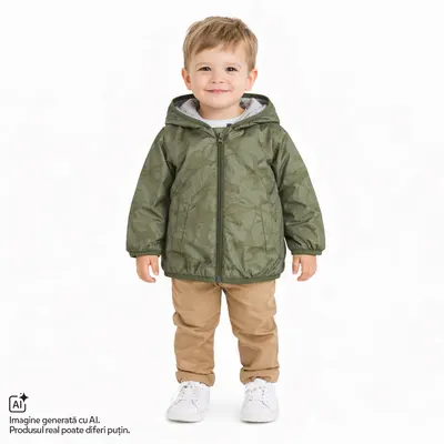Jacheta copii Chicco impermeabila, Verde cu model, 01960-70MC