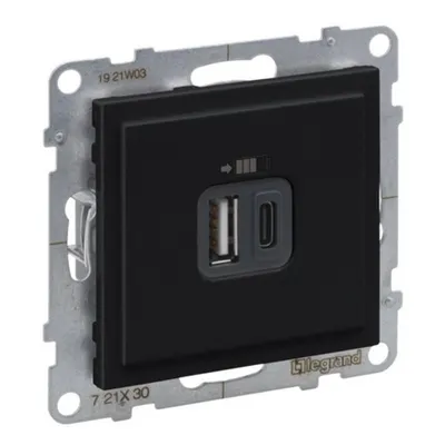 Incarc USB dublu, Tip A+C, negru