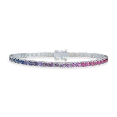 Bratara tennis din aur alb cu safire multicolore de 7.2ct