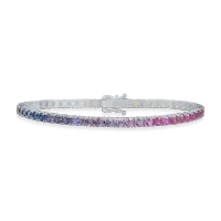 Bratara tennis din aur alb cu safire multicolore de 7.2ct