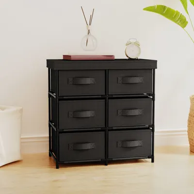 vidaXL Dulap depozitare cu 6 sertare, negru, 55x29x55 cm, oțel