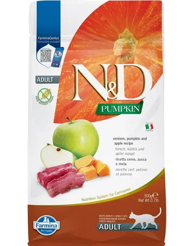 FARMINA N&amp;D Pumpkin Adult Cat Venison&amp;Apple 300 g Hrana pisici, cu cerb, dovleac si mar