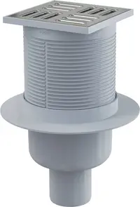 Sifon pardoseală ieşire verticală 105×105/50 mm, grătar oţel, APV2