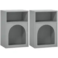HOMCOM Set de 2 noptiere, noptieră cu compartimente deschise, design arcuat, 40 x 30 x 60 cm, gri | Aosom Romania