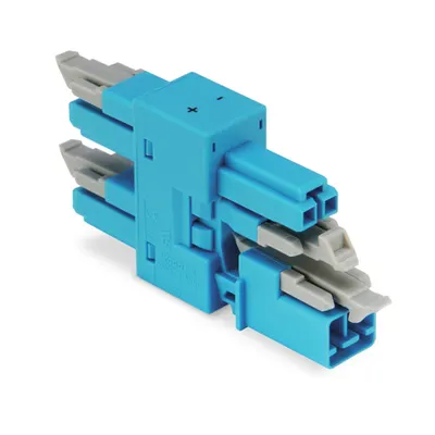 3-way distribution connector; 2-pole; Cod. I; 1 input; 3 outputs; blue