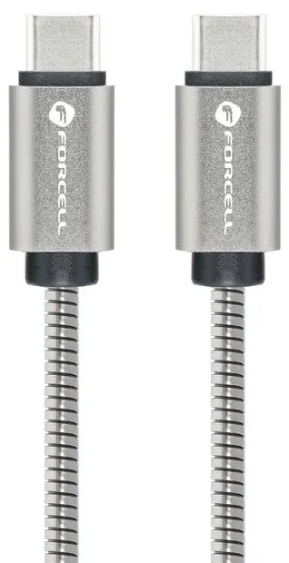 Cablu Forcell – F-Energy Metal, C237, USB-C/USB-C, 60W, 1 m, argintiu