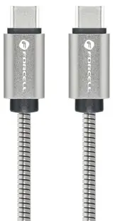 Cablu Forcell – F-Energy Metal, C237, USB-C/USB-C, 60W, 1 m, argintiu