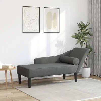 Gossi sezlong cu perne, gri inchis, material textil