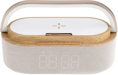 Difuzor radio cu ceas Xmart - AC-60LW, lampă și încărcător wireless, bej