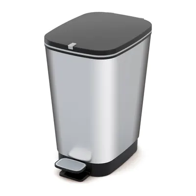 Coș de gunoi argintiu cu pedală din plastic 25 l Chic Bin – KIS